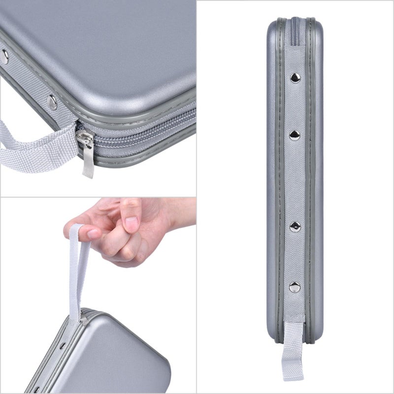 alavisxf xx CD Holder, 72 Capacity CD/DVD Case Holder Portable Wallet Storage Organizer Hard Plastic Protective Storage Holder for Car Travel(72 Capacity, Grey 72) - Image 2